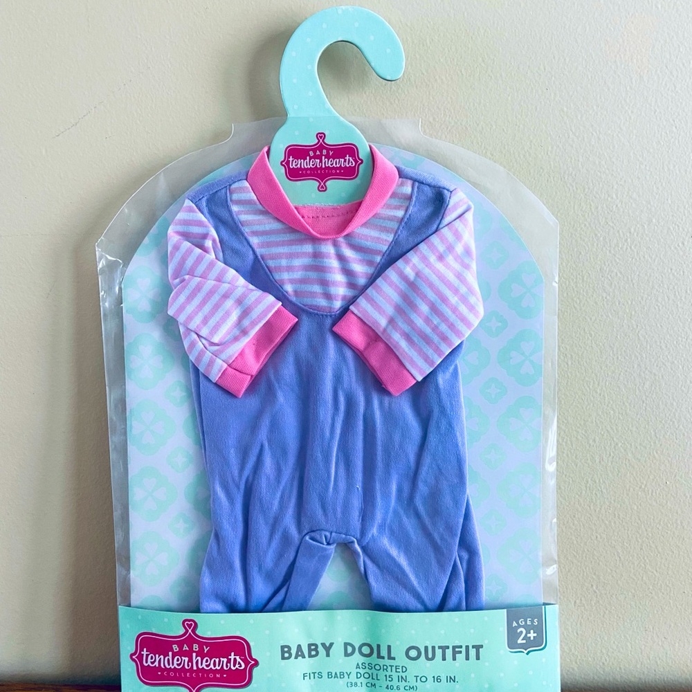 6 NWT Tenderhearts Outfits and a Beautiful 16” Doll - Picture 6 of 11